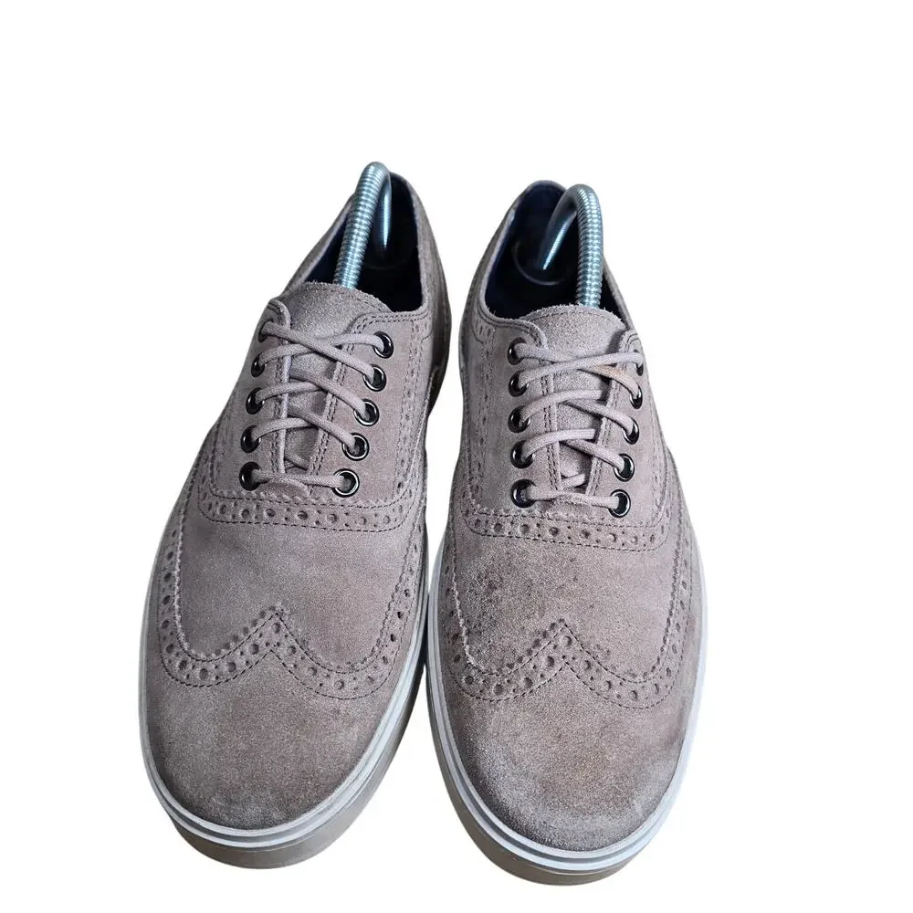 Cole Haan Mens Tan Suede Wing Tip Oxfords Size 8 Med Casual Dress Sneaker